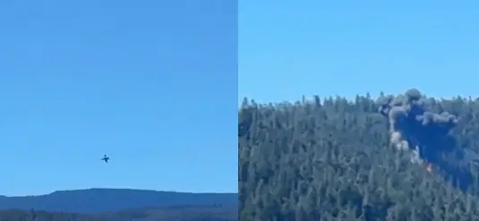 Piloto se eyecta segundos antes de que un caza F/A-18 se estrelle y provoque un incendio forestal