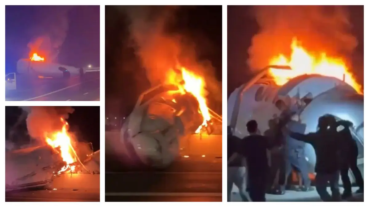 Avión cayó sobre ruta de Texas: murió una persona y video muestra a otros salir caminando