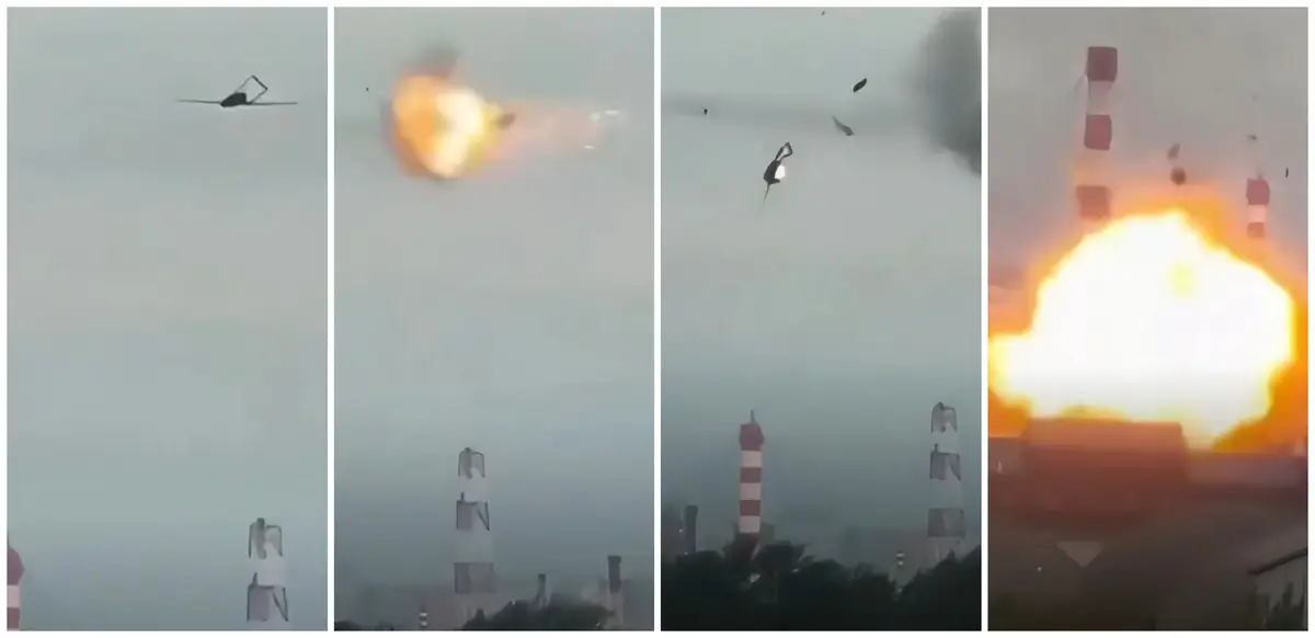 Cámara graba el momento en el que un misil ruso deriva un dron ucraniano