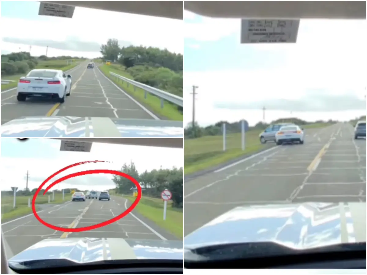 “A 30 centímetros de darse una bomba”: Camaro pasó mal a otro auto y todo quedó filmado