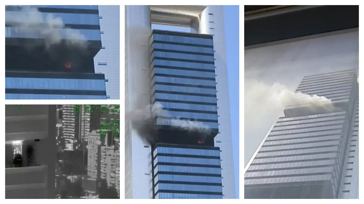 Explosión y desalojo de majestuoso rascacielos de 49 pisos en Madrid: las imágenes