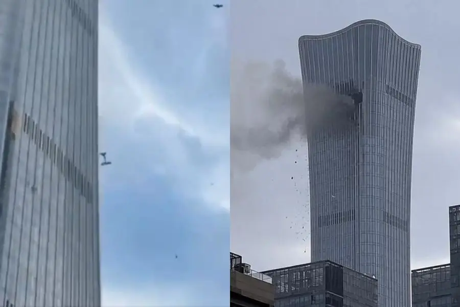 Avioneta se estrelló contra el edificio más alto de Pekín; todo quedó registrado en video