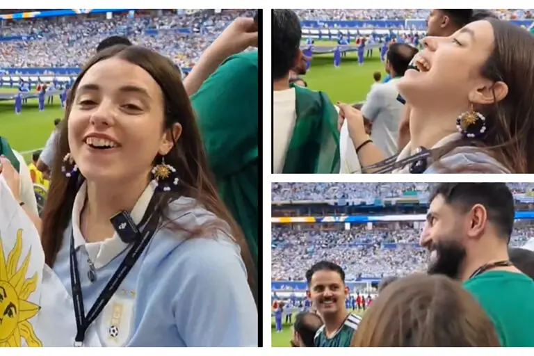 La youtuber Alaska cantó a todo pulmón el himno uruguayo y causó la risa de hinchas árabes