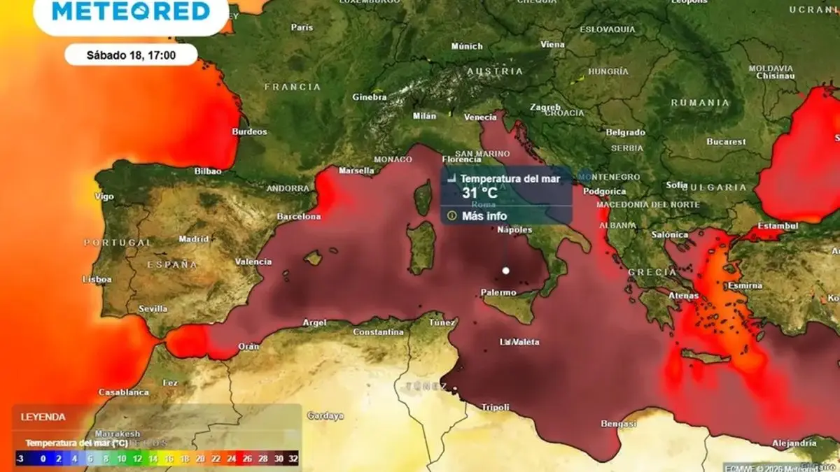 Alerta en el Mediterráneo: una gran mancha de agua cálida sube la temperatura hasta 30ºC