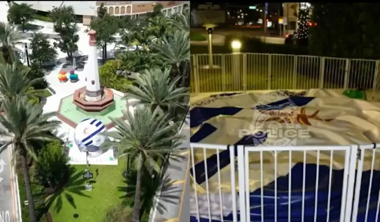 Detuvieron a un hombre por romper una pelota inflable gigante con la temática de Uruguay en una esquina de Miami
