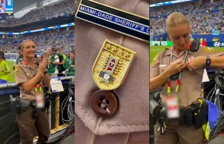 'Piel de gallina': la emoción de una agente de la Policía de Miami que es uruguaya y que trabajó en el estadio durante el debut de la Celeste