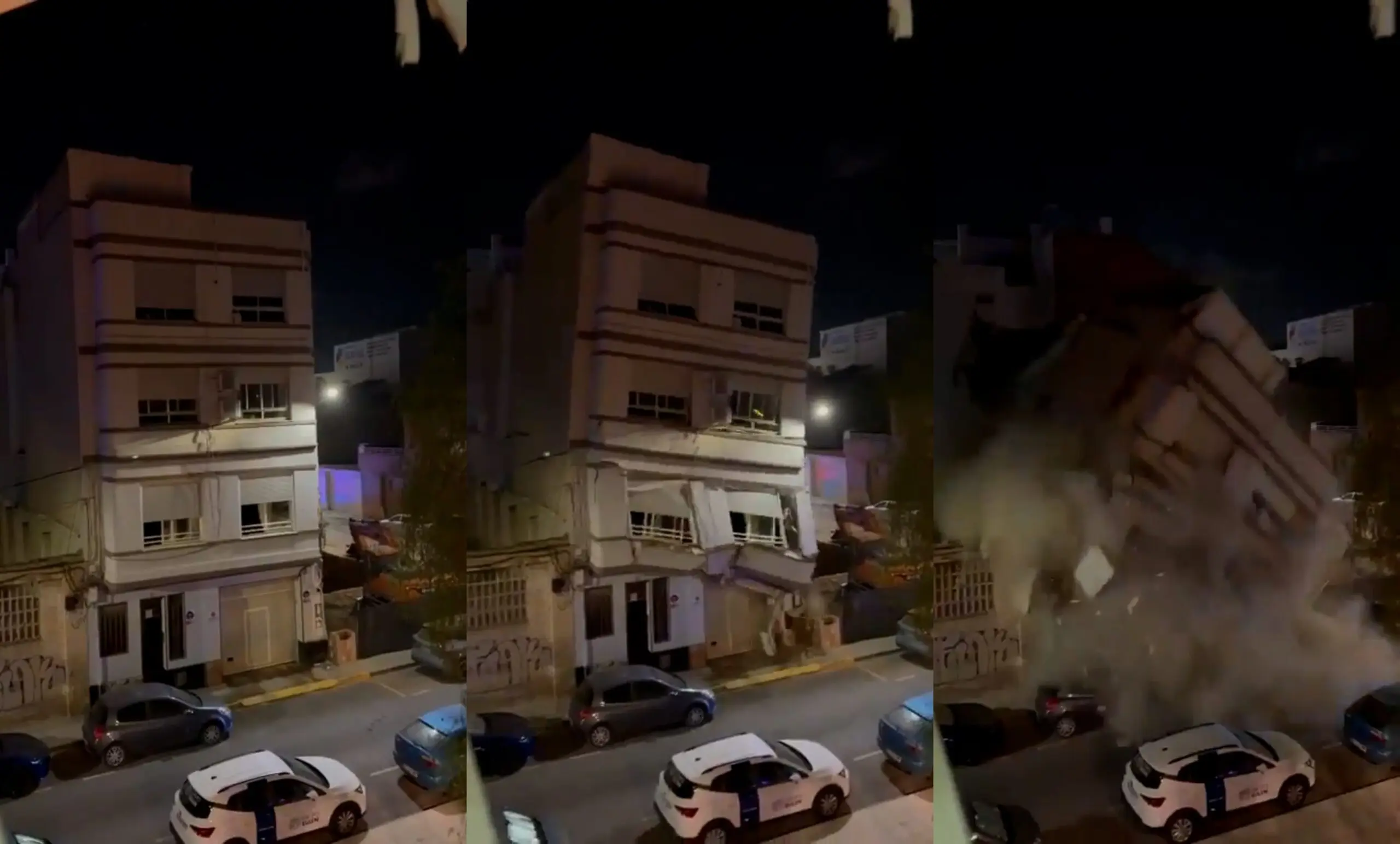 Video: colapsó un edificio en Valencia poco después de que sus habitantes lo desalojaron por haber detectado grietas y ruidos