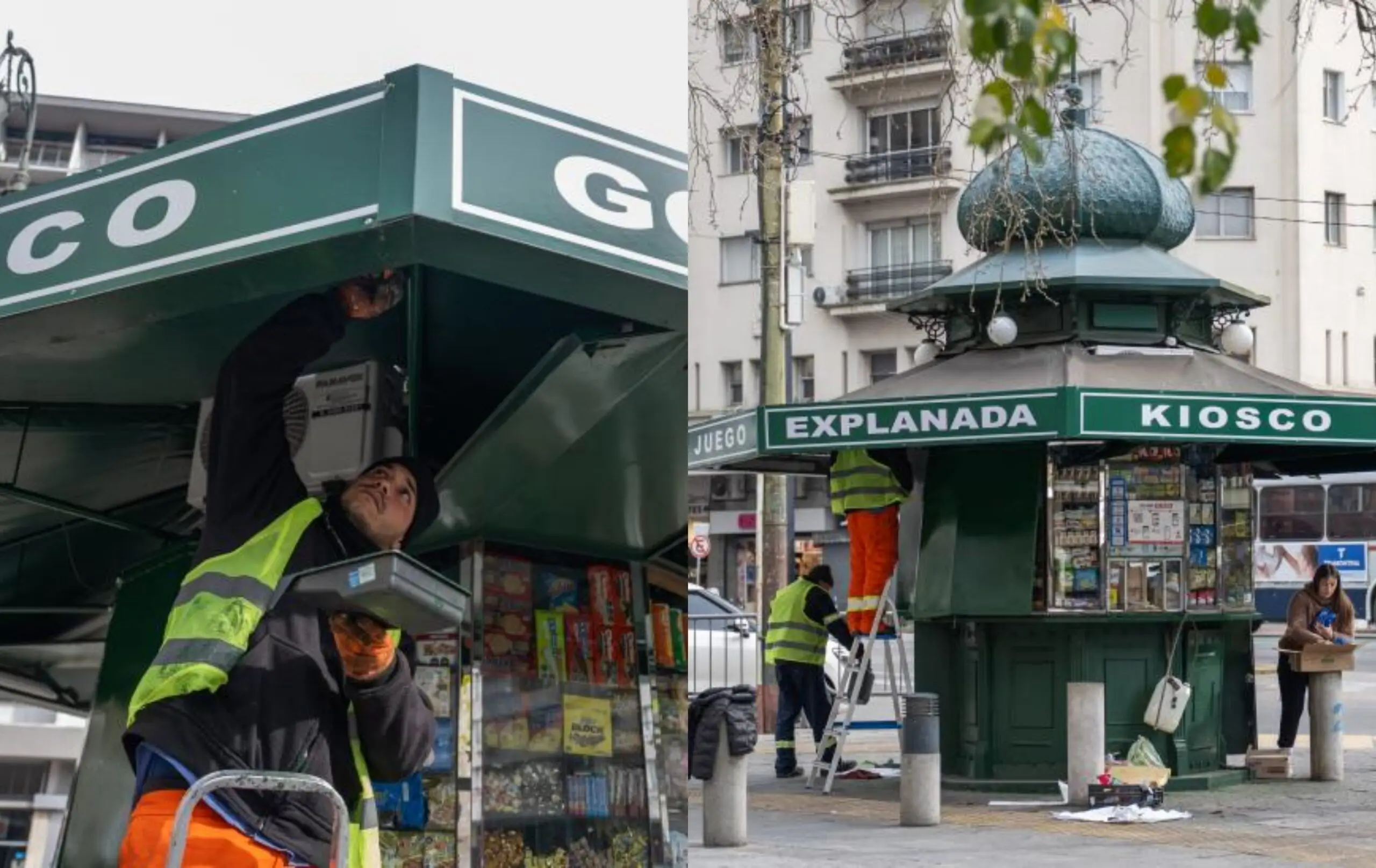 En pos de "embellecer la principal avenida", la IMM pinta y recupera los quioscos parisinos y escaparates comerciales ubicados en 18 de Julio
