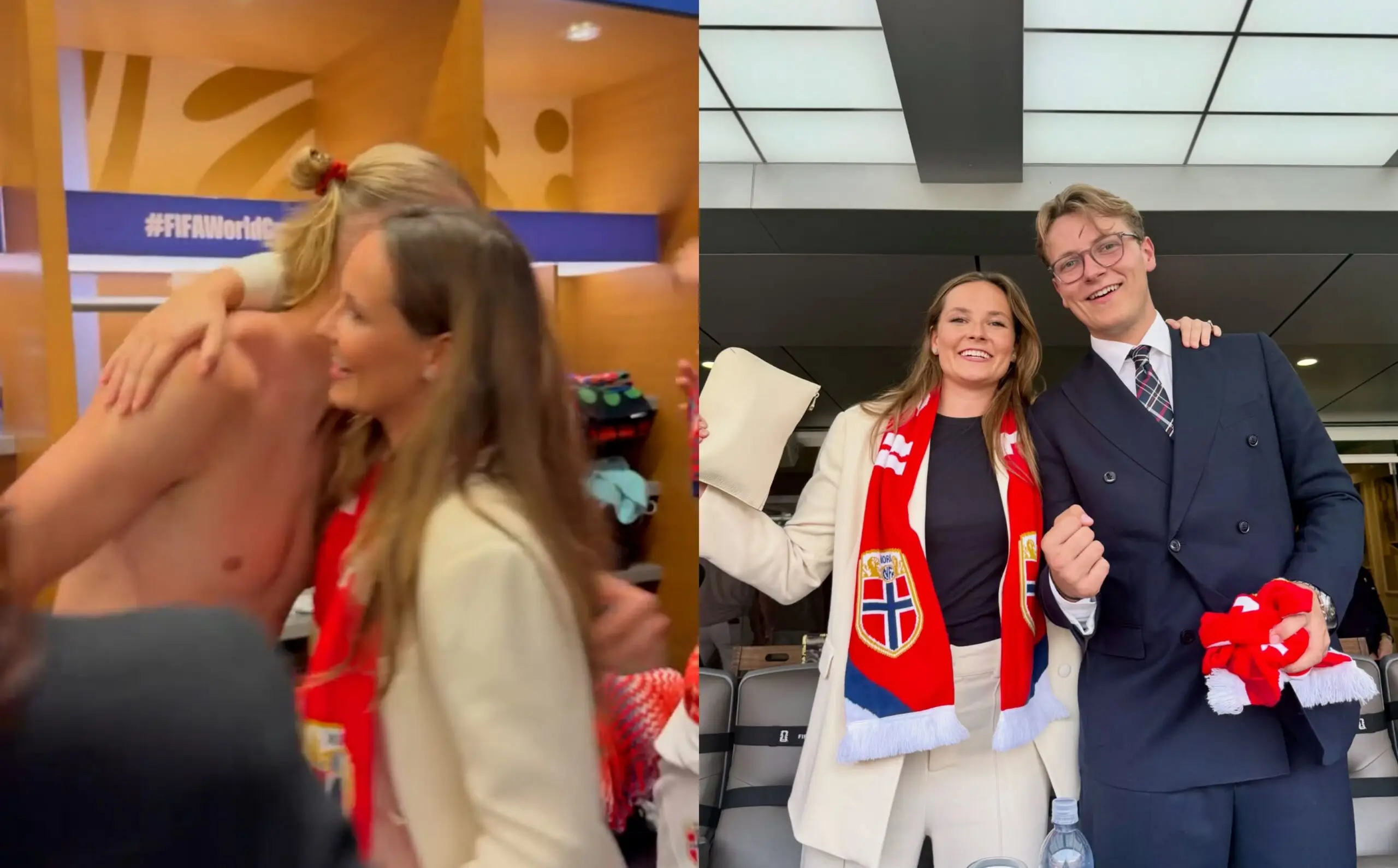 Video: dejando de lado los protocolos, los hijos de los príncipes de Noruega se abrazaron con Haaland en el vestuario